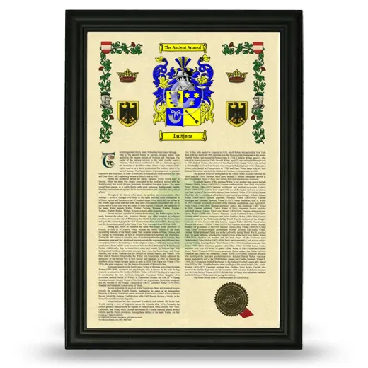Luitjens Armorial History Framed - Black