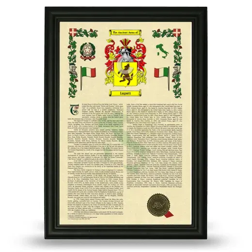 Lupati Armorial History Framed - Black