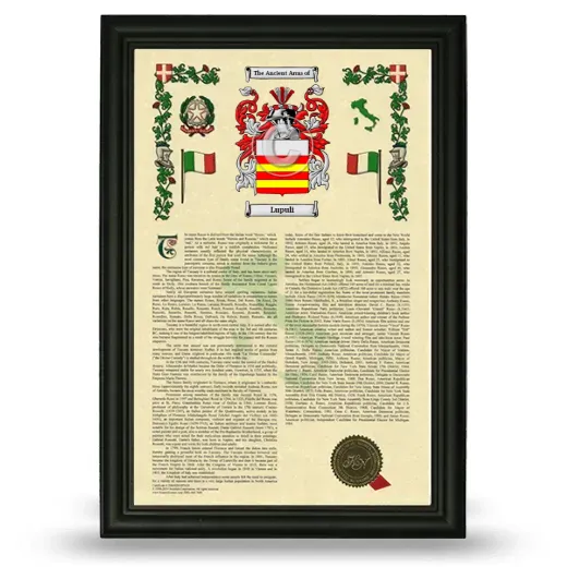 Lupuli Armorial History Framed - Black