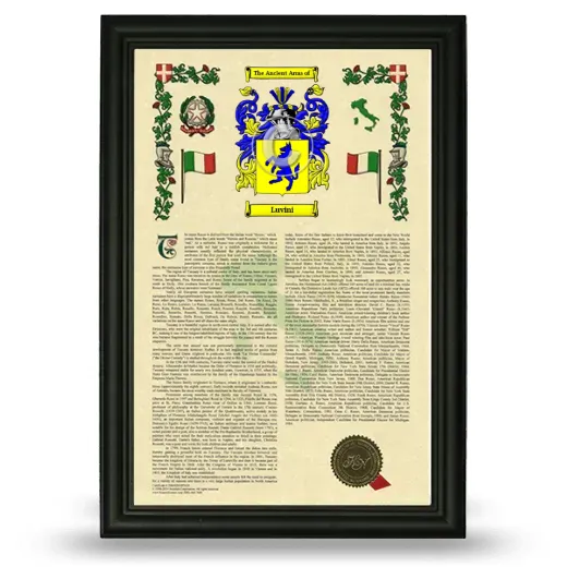 Luvini Armorial History Framed - Black