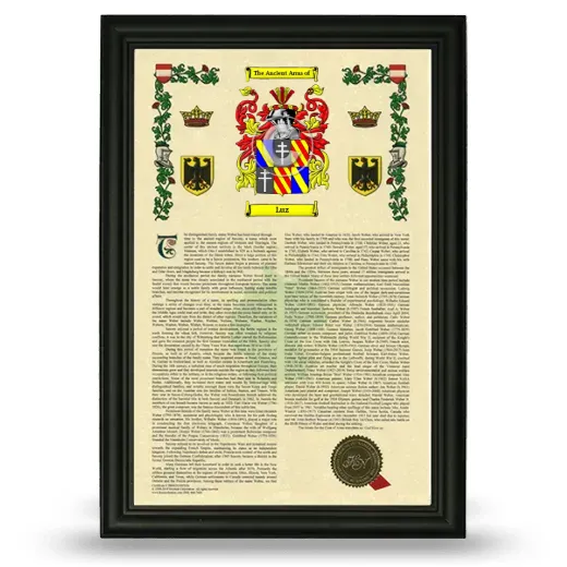 Luz Armorial History Framed - Black