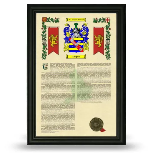 Lyngan Armorial History Framed - Black