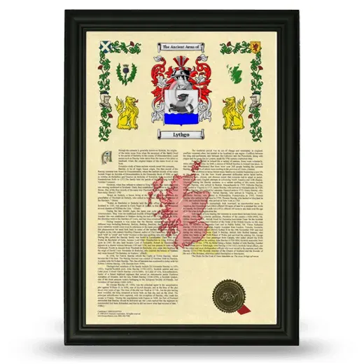 Lythgo Armorial History Framed - Black