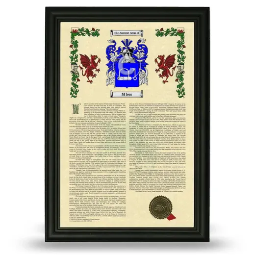 M lees Armorial History Framed - Black