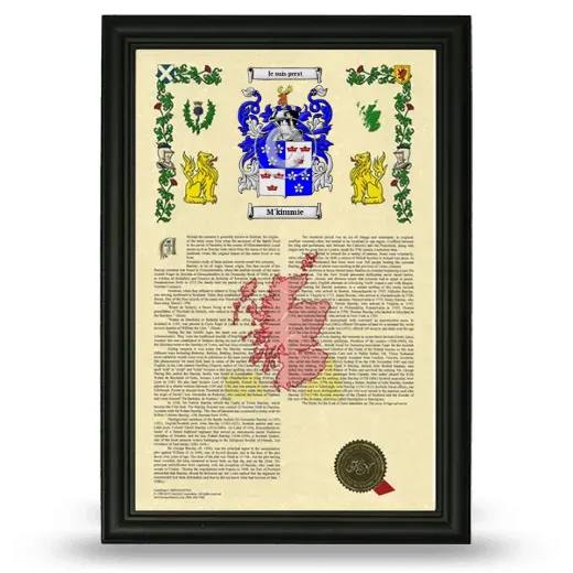 M'kimmie Armorial History Framed - Black