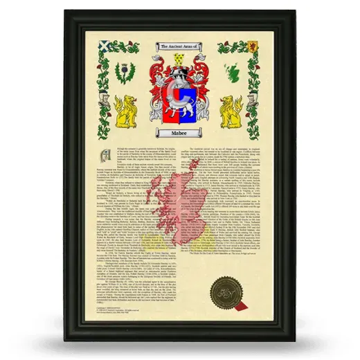 Mabee Armorial History Framed - Black