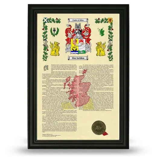 Mac lachlan Armorial History Framed - Black
