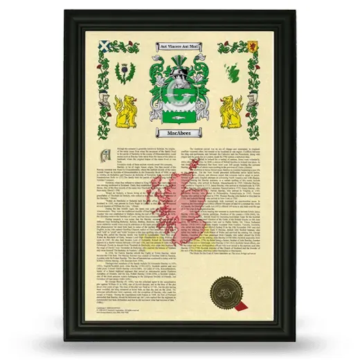 MacAbees Armorial History Framed - Black