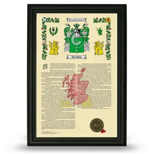 Macadam Armorial History Framed - Black