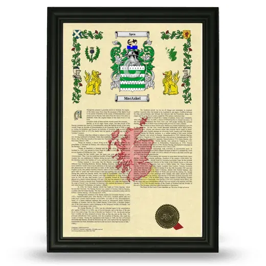 MacAskel Armorial History Framed - Black