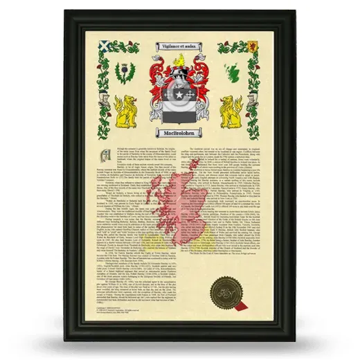 MacBrolohen Armorial History Framed - Black