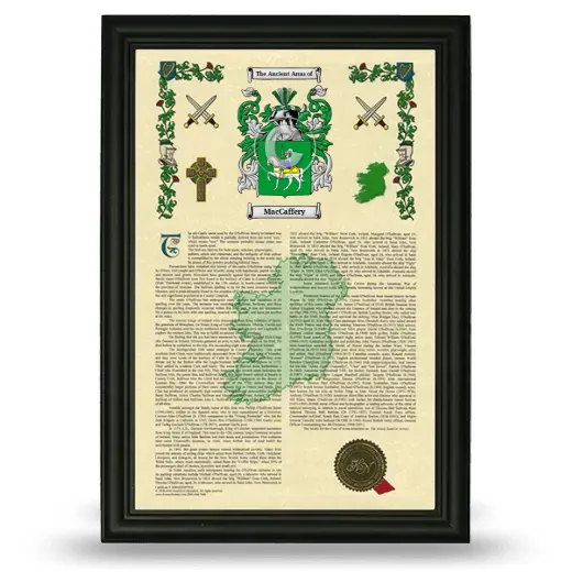 MacCaffery Armorial History Framed - Black