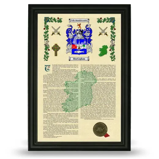 MacCaghan Armorial History Framed - Black