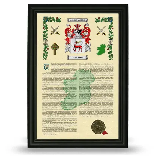 MacCartie Armorial History Framed - Black