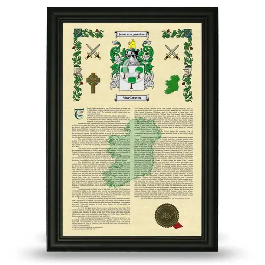 MacCassin Armorial History Framed - Black