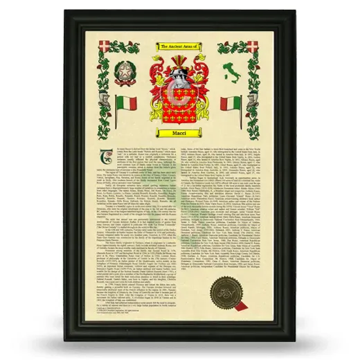 Macci Armorial History Framed - Black
