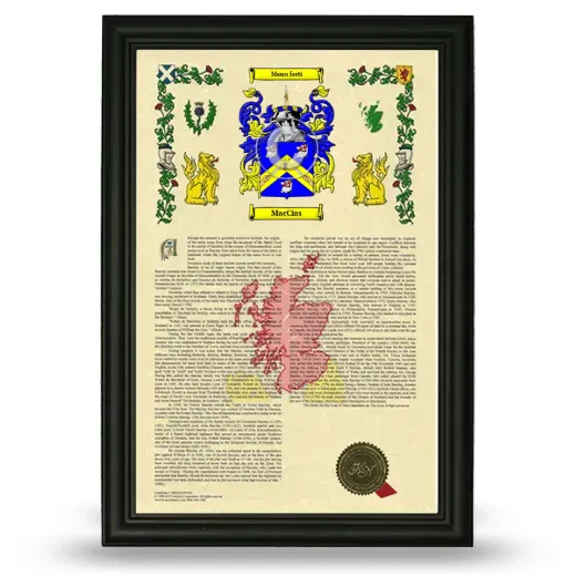 MacCias Armorial History Framed - Black