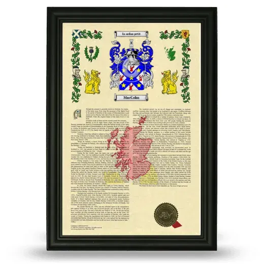 MacColm Armorial History Framed - Black