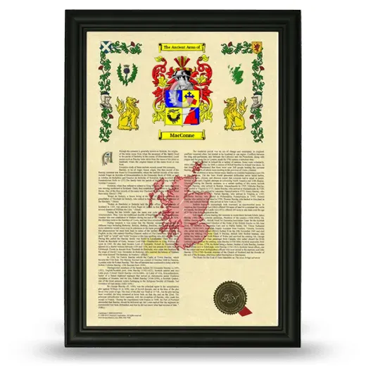 MacConne Armorial History Framed - Black