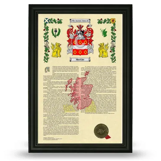 MacGirr Armorial History Framed - Black