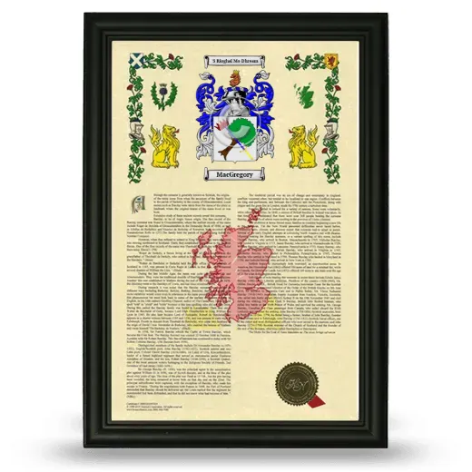 MacGregory Armorial History Framed - Black