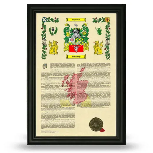 MacIlroy Armorial History Framed - Black