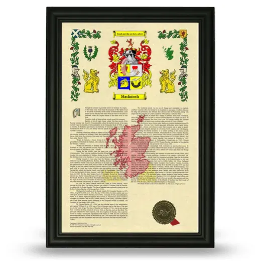 MacIntoch Armorial History Framed - Black