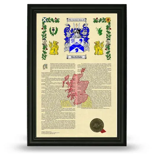 MacKellake Armorial History Framed - Black