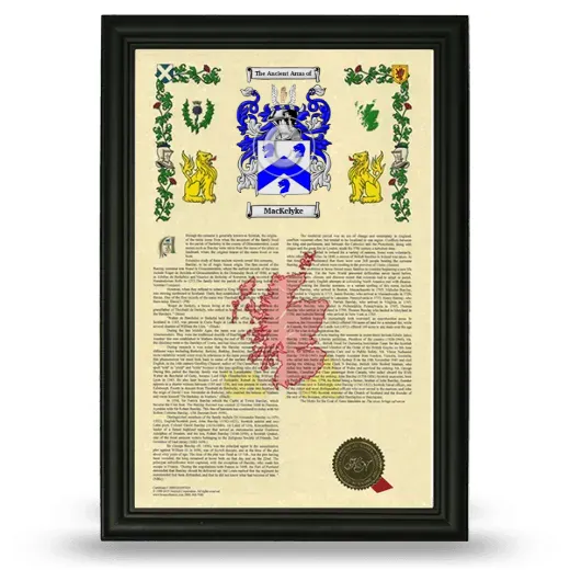 MacKelyke Armorial History Framed - Black