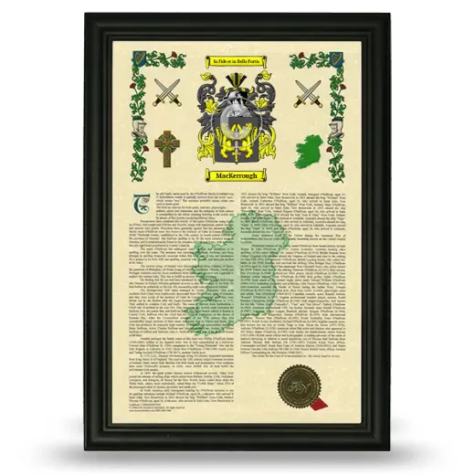 MacKerrough Armorial History Framed - Black