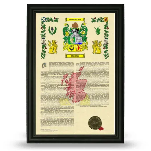 MacNail Armorial History Framed - Black