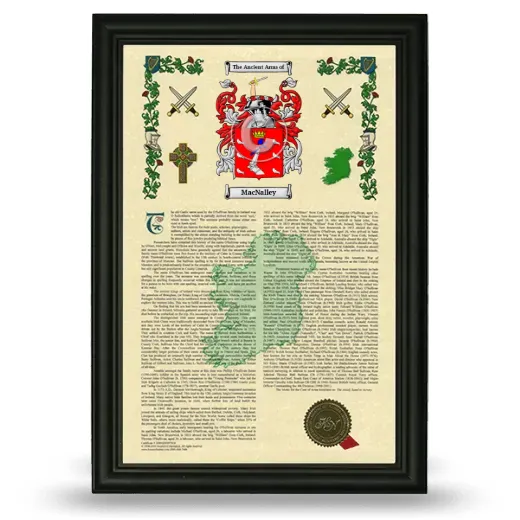 MacNalley Armorial History Framed - Black