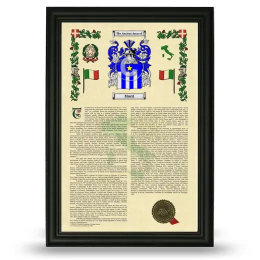 Macri Armorial History Framed - Black