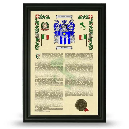 Macrina Armorial History Framed - Black