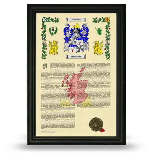 MacTavish Armorial History Framed - Black