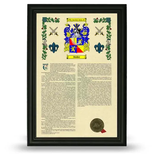 Maday Armorial History Framed - Black