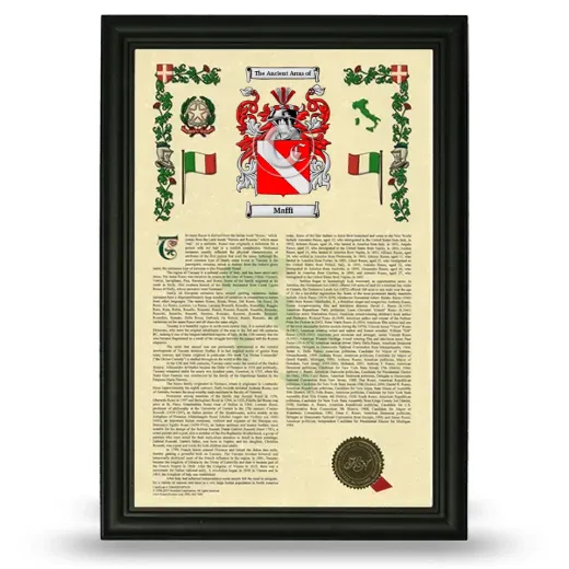 Maffi Armorial History Framed - Black