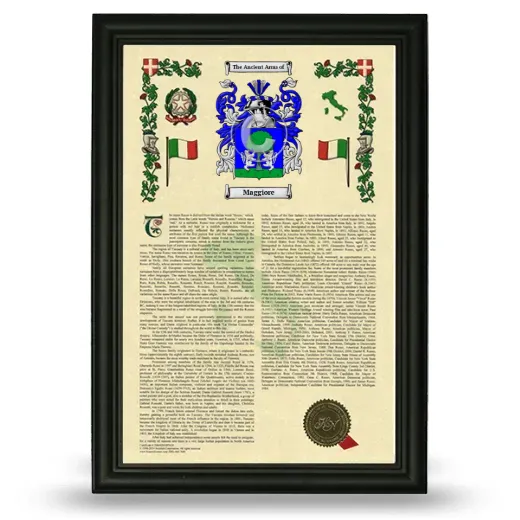 Maggiore Armorial History Framed - Black