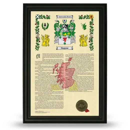 Maggone Armorial History Framed - Black