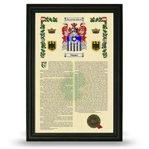 Magnes Armorial History Framed - Black
