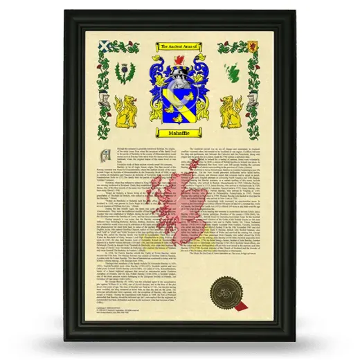 Mahaffie Armorial History Framed - Black