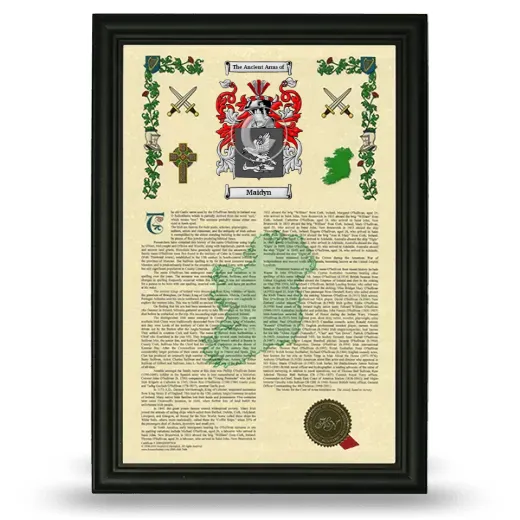 Maidyn Armorial History Framed - Black