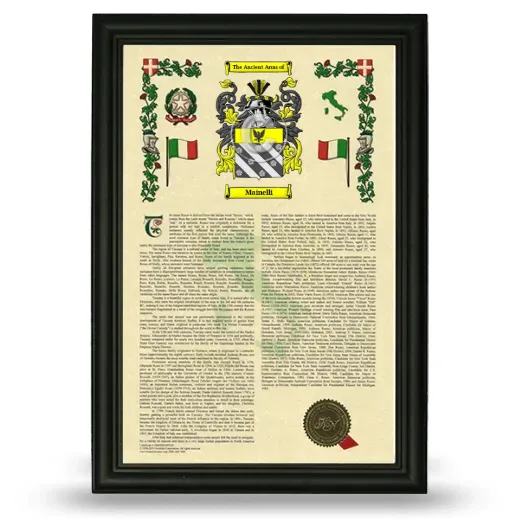 Mainelli Armorial History Framed - Black