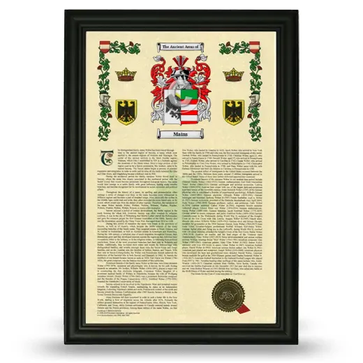 Mains Armorial History Framed - Black