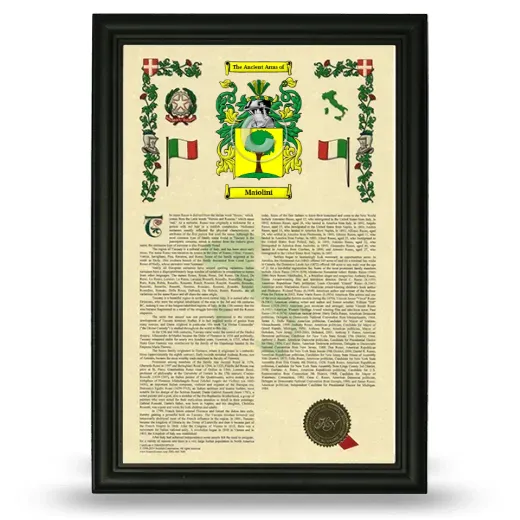 Maiolini Armorial History Framed - Black