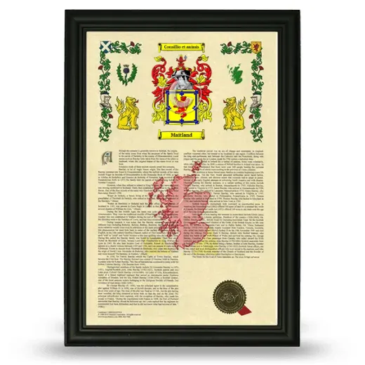 Maitland Armorial History Framed - Black