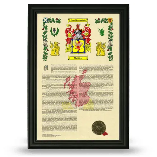 Maitlen Armorial History Framed - Black