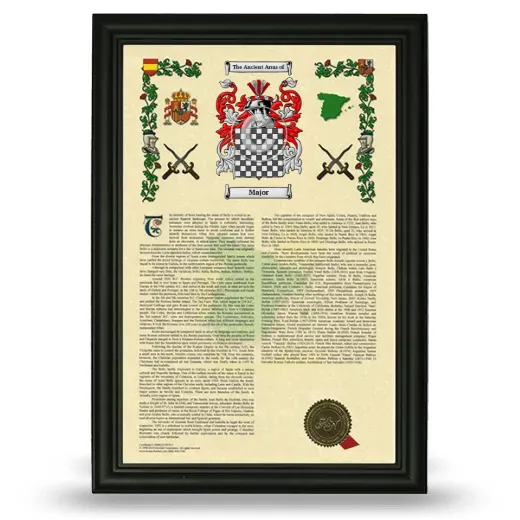 Major Armorial History Framed - Black