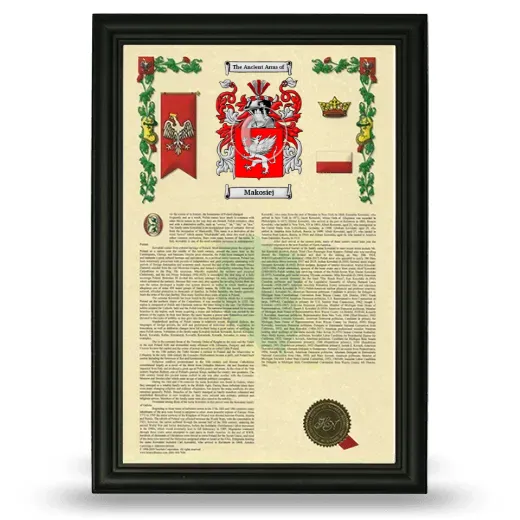 Makosiej Armorial History Framed - Black