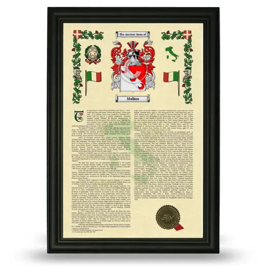 Malino Armorial History Framed - Black